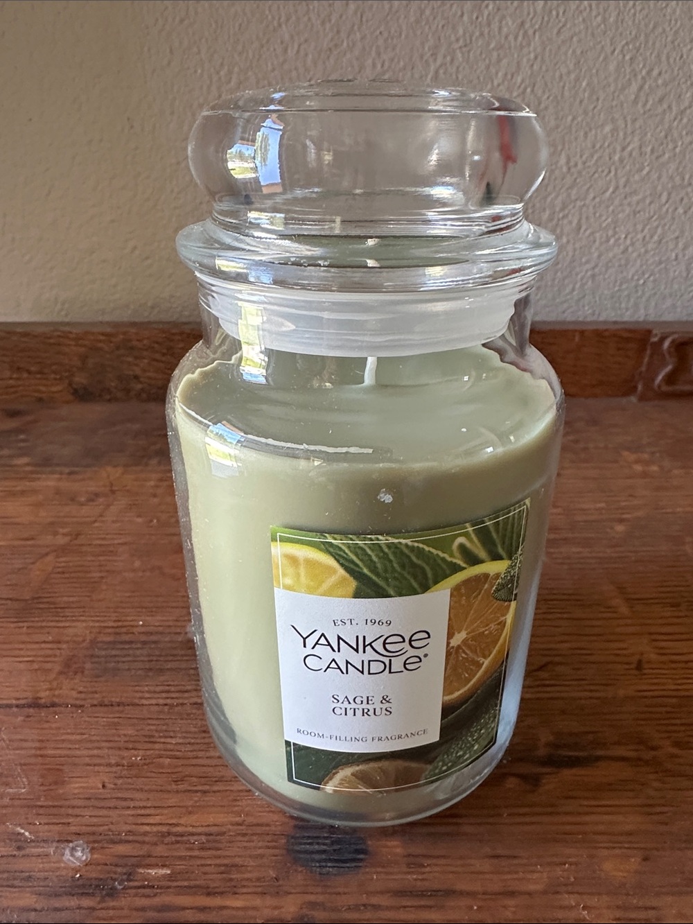 Yankee Candle Sage & Citrus Glass Jar Candle - Pale Green